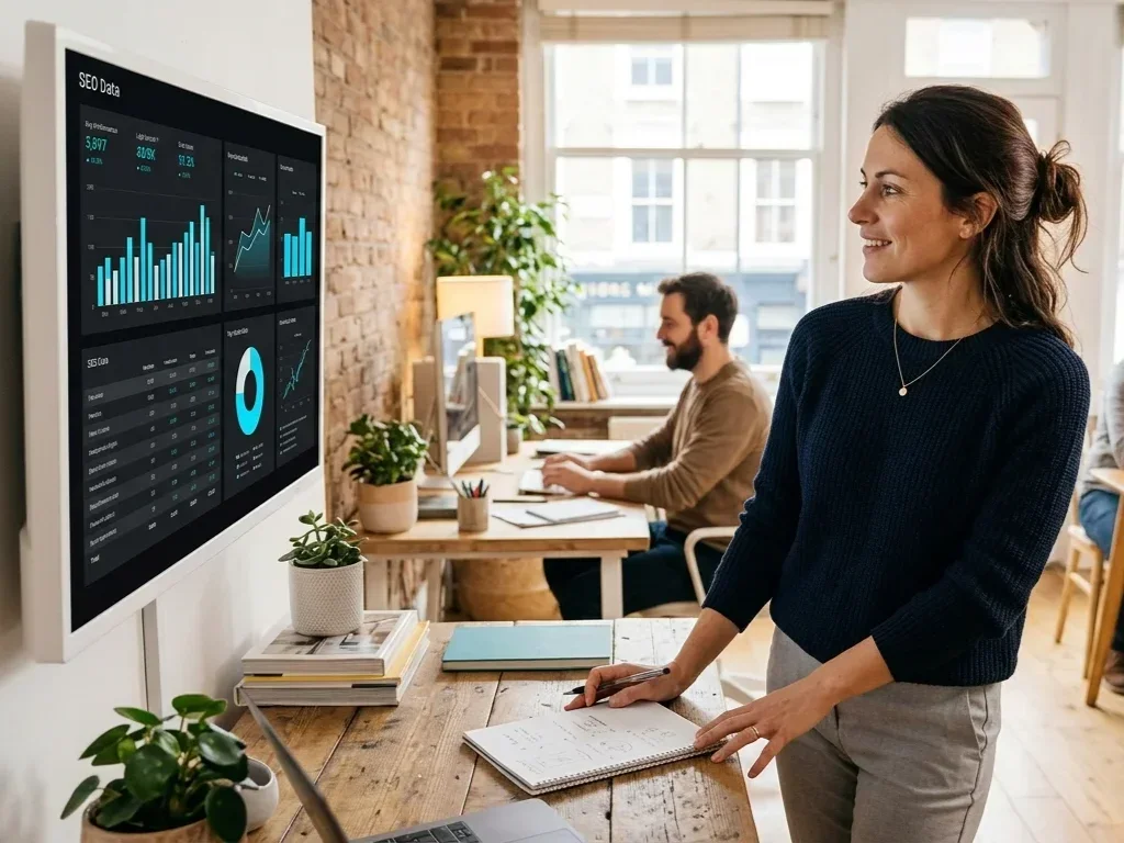 Spécialiste SEO analysant des flux techniques pour optimiser l'intégration web et la visibilité digitale.